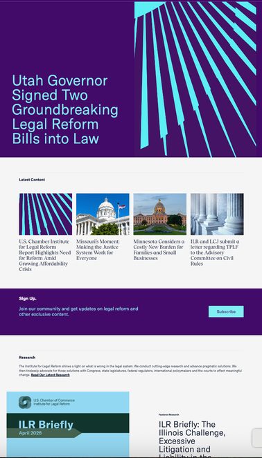 Institute for Legal Reform website homepage after the rebrand